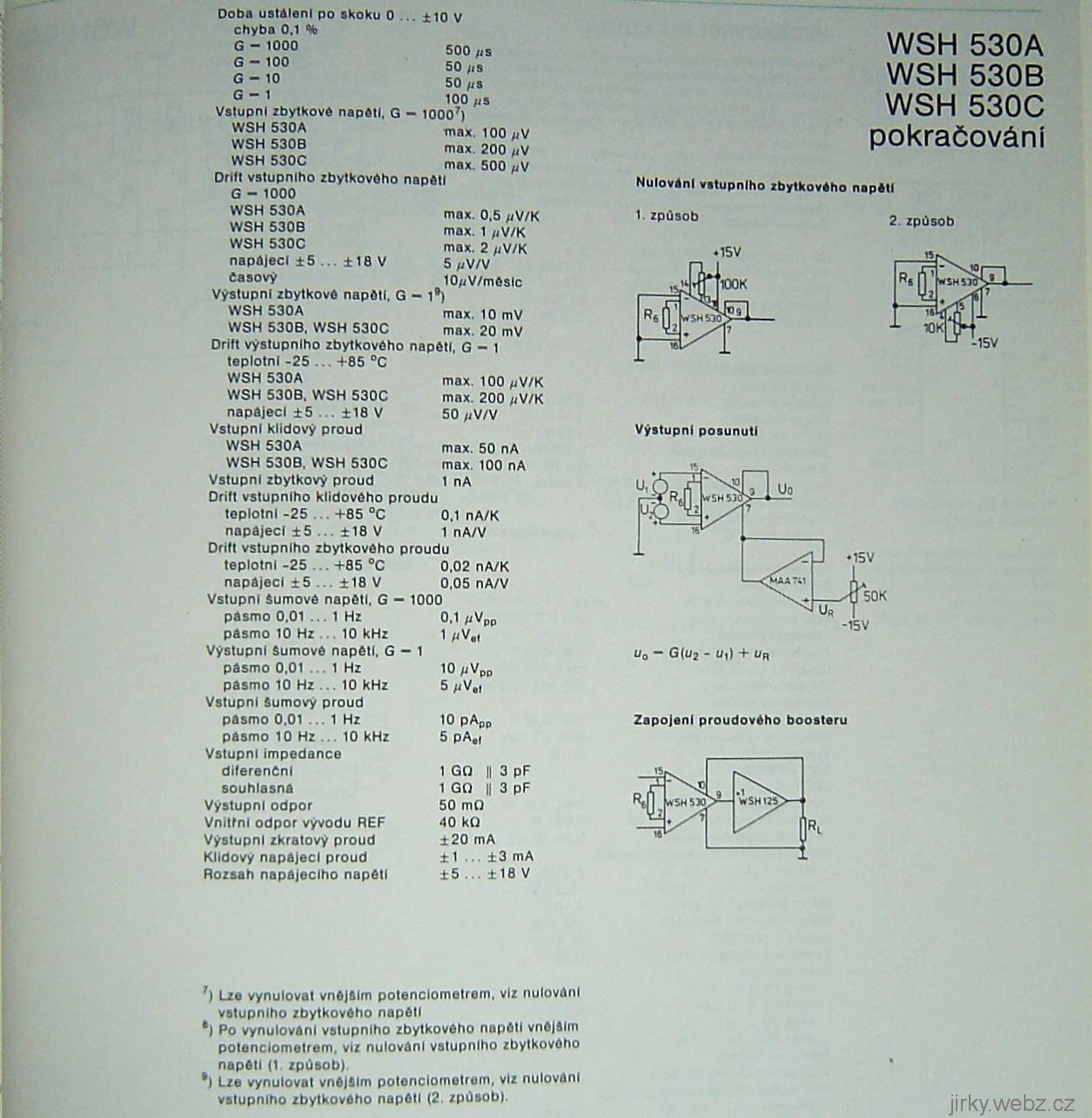 datasheet WSH530C, vnitřní schema zapojení