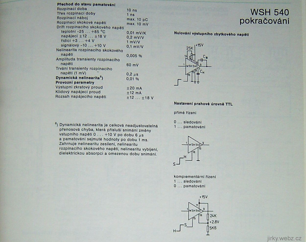datasheet WSH540, vnitřní schema zapojení
